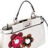 Fendi White Leather Micro Peekaboo Handbag