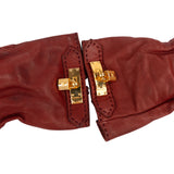 Hermès Bordeaux Leather Kelly Gloves