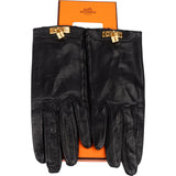 Hermès Noir Leather Kelly Gloves