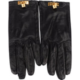 Hermès Noir Leather Kelly Gloves