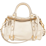 Miu Miu White Leather City Handbag - vintageandkickz