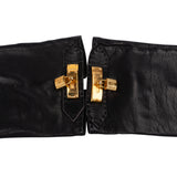 Hermès Noir Leather Kelly Gloves