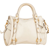Miu Miu White Leather City Handbag - vintageandkickz