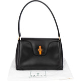 Gucci Black Leather Bamboo Turnlock Shoulder Bag