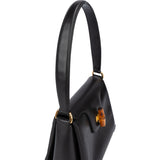 Gucci Black Leather Bamboo Turnlock Shoulder Bag