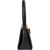 Gucci Black Leather Bamboo Turnlock Shoulder Bag