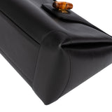 Gucci Black Leather Bamboo Turnlock Shoulder Bag