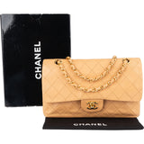 Chanel Quilted Lambskin 24K Gold Medium Double Flap Crossbody Bag