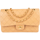Chanel Quilted Lambskin 24K Gold Medium Double Flap Crossbody Bag