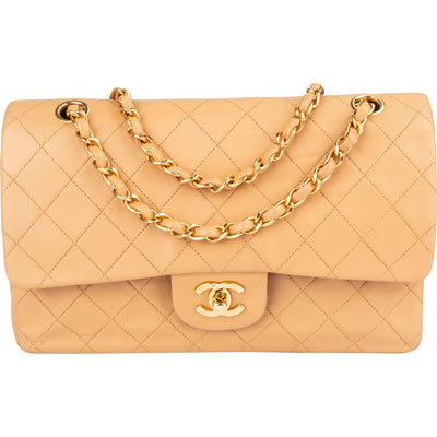 Chanel Quilted Lambskin 24K Gold Medium Double Flap Crossbody Bag