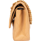 Chanel Quilted Lambskin 24K Gold Medium Double Flap Crossbody Bag