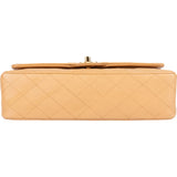 Chanel Quilted Lambskin 24K Gold Medium Double Flap Crossbody Bag