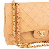 Chanel Quilted Lambskin 24K Gold Medium Double Flap Crossbody Bag