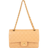 Chanel Quilted Lambskin 24K Gold Medium Double Flap Crossbody Bag