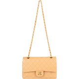 Chanel Quilted Lambskin 24K Gold Medium Double Flap Crossbody Bag