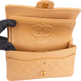 Chanel Quilted Lambskin 24K Gold Medium Double Flap Crossbody Bag