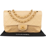 Chanel Quilted Lambskin 24K Gold Small Double Flap Crossbody Bag