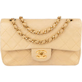 Chanel Quilted Lambskin 24K Gold Small Double Flap Crossbody Bag