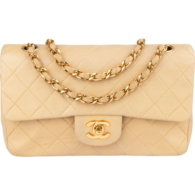 Chanel Quilted Lambskin 24K Gold Small Double Flap Crossbody Bag - vintageandkickz