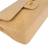 Chanel Quilted Lambskin 24K Gold Small Double Flap Crossbody Bag