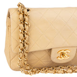 Chanel Quilted Lambskin 24K Gold Small Double Flap Crossbody Bag