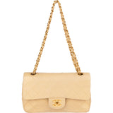 Chanel Quilted Lambskin 24K Gold Small Double Flap Crossbody Bag