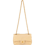 Chanel Quilted Lambskin 24K Gold Small Double Flap Crossbody Bag