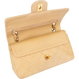 Chanel Quilted Lambskin 24K Gold Small Double Flap Crossbody Bag