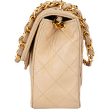 Chanel Quilted Lambskin 24K Gold Single Flap Crossbody Bag