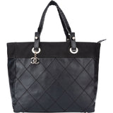 Chanel Noir Biarritz MM Stitching Handbag