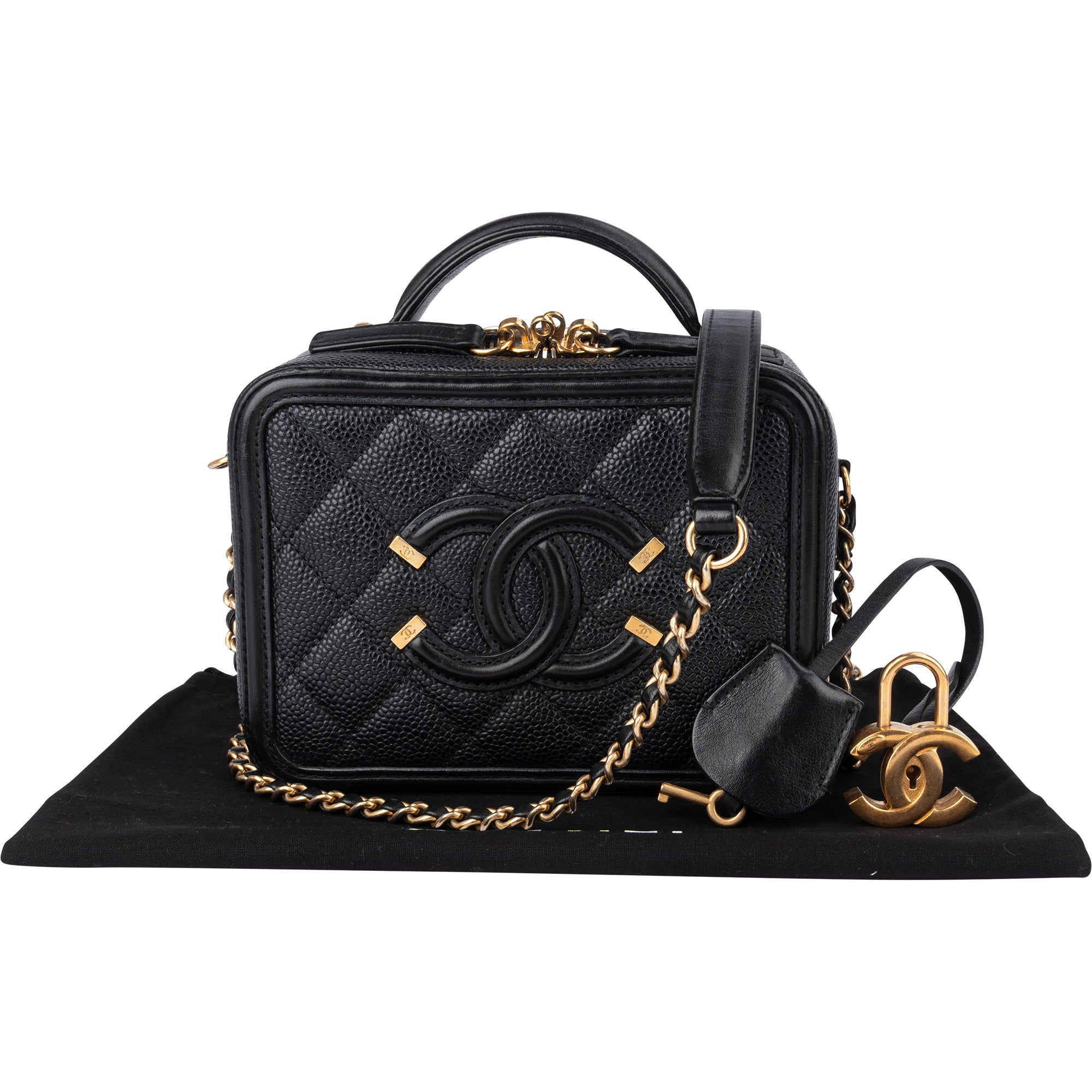 Chanel Caviar Leather CC Filigree Handbag - vintageandkickz