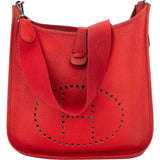 Hermès Rouge Togo Leather Evelyne II GM Crossbody Bag