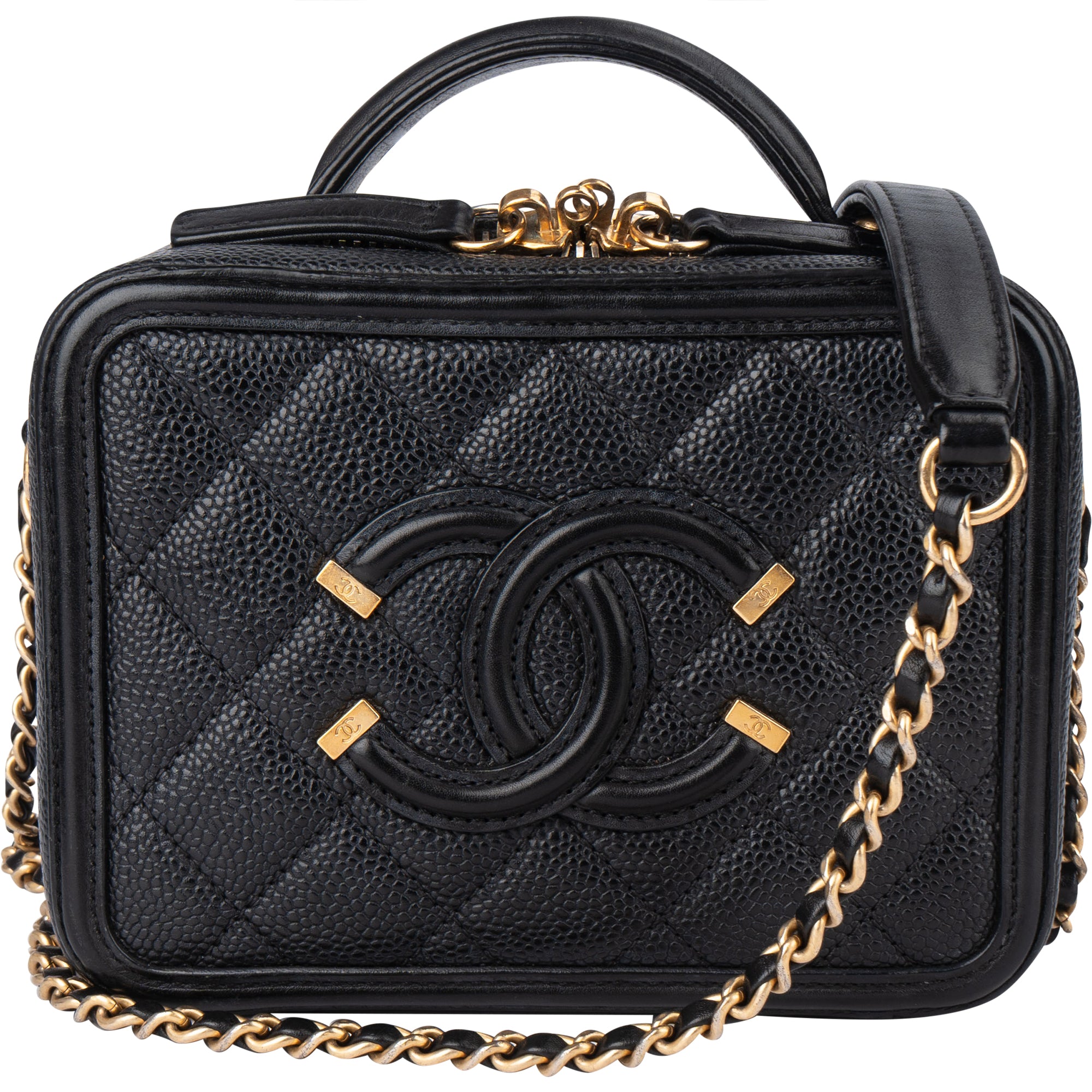 Chanel Caviar Leather CC Filigree Handbag - vintageandkickz