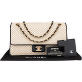 Chanel Striped Cotton Single Flap Crossbody Bag
