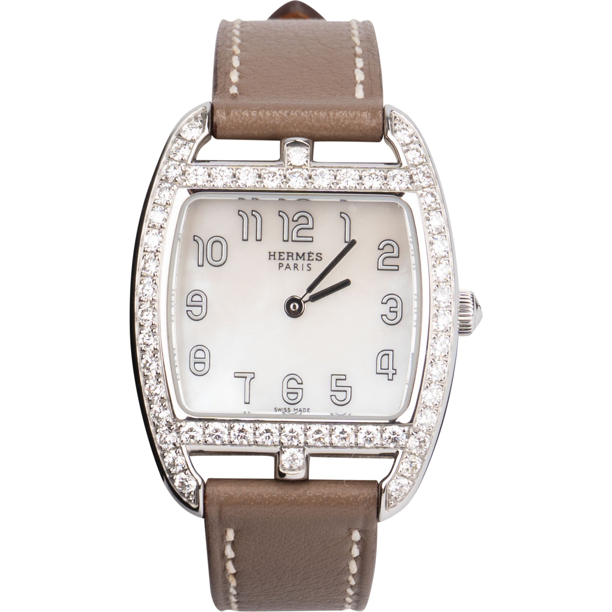 Hermès Silver Tone Diamant Cape Cod Tonneau Women Watch CT1.230 ...