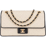Chanel Striped Cotton Single Flap Crossbody Bag