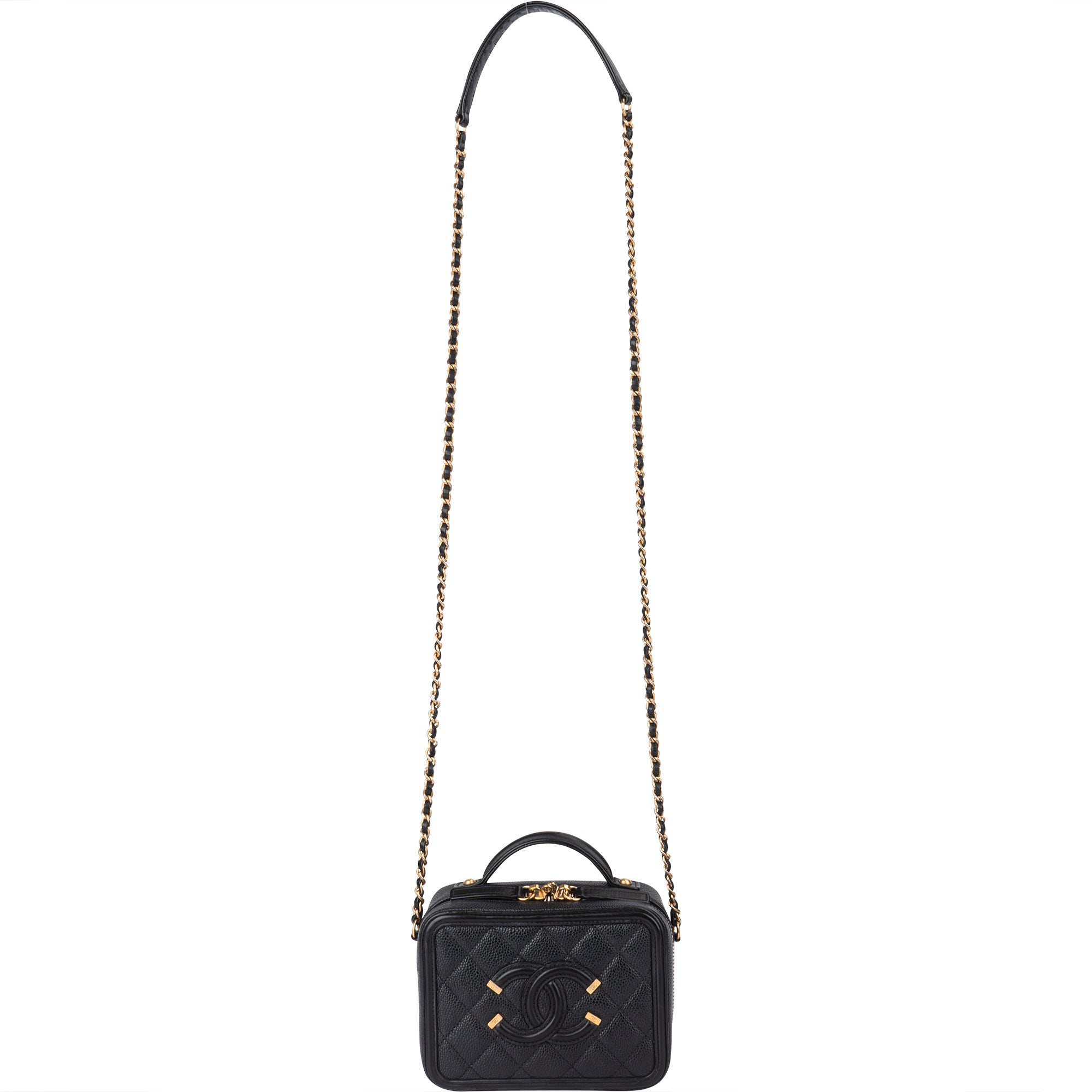 Chanel Caviar Leather CC Filigree Handbag - vintageandkickz