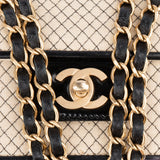 Chanel Striped Cotton Single Flap Crossbody Bag