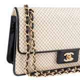 Chanel Striped Cotton Single Flap Crossbody Bag