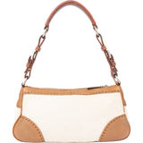 Prada Side Logo Cotton Leather Shoulder Bag