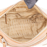 Prada Side Logo Cotton Leather Shoulder Bag