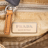 Prada Side Logo Cotton Leather Shoulder Bag