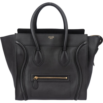 Céline Black Leather Luggage Handbag