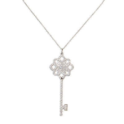 Tiffany & Co. 950 Platinum Crystal Woven Key Necklace