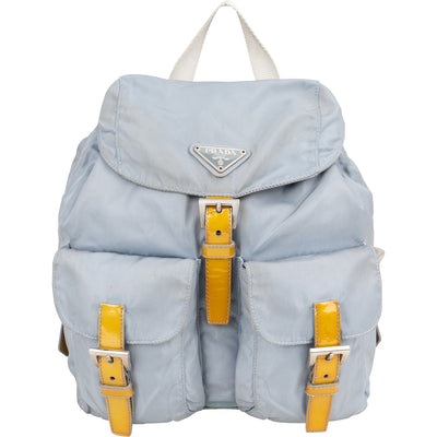 Prada Blue Nylon Triangle Backpack