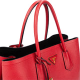 Prada Red Saffiano Leder Double Handbag