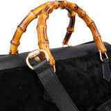 Gucci Black Suede Bamboo Handbag