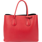 Prada Red Saffiano Leder Double Handbag