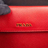 Prada Red Saffiano Leder Double Handbag