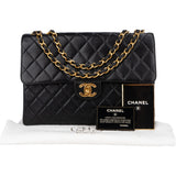 Chanel Quilted Lambskin 24K Gold Jumbo Single Flap Crossbody Bag